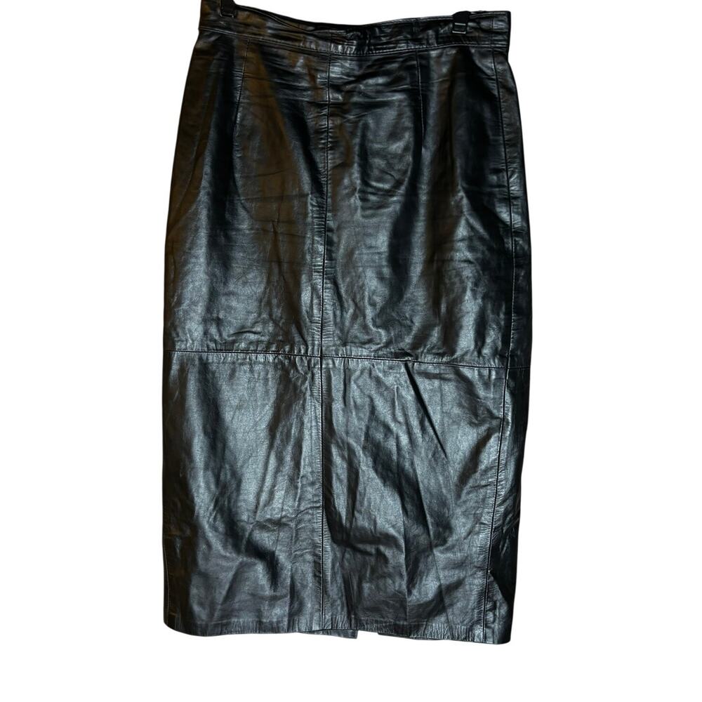Chic Black Leather Midi Skirt